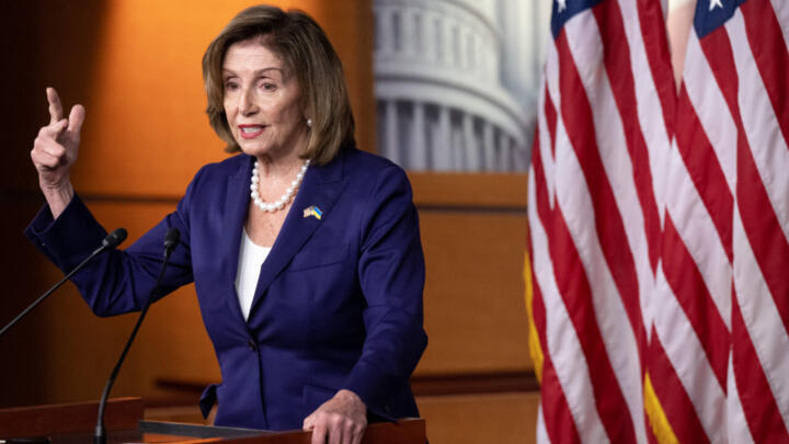 US Speaker of the House Nancy Pelosi holding her weekly press conference on Capitol Hill in Washington, DC, on July 29, 2022.